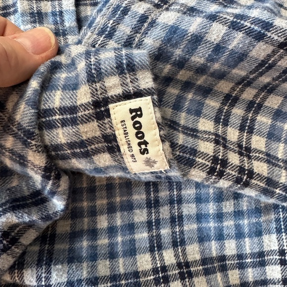 Roots Men's Flannel Long Sleeve Plaid‎ Button Up Shirt Blue Size X-Large Western - Picture 7 of 15